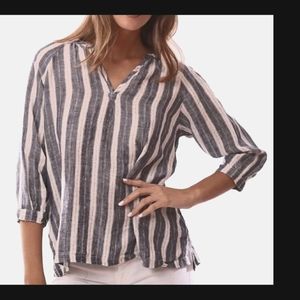 CP Shades Gray White Striped Cropped Top